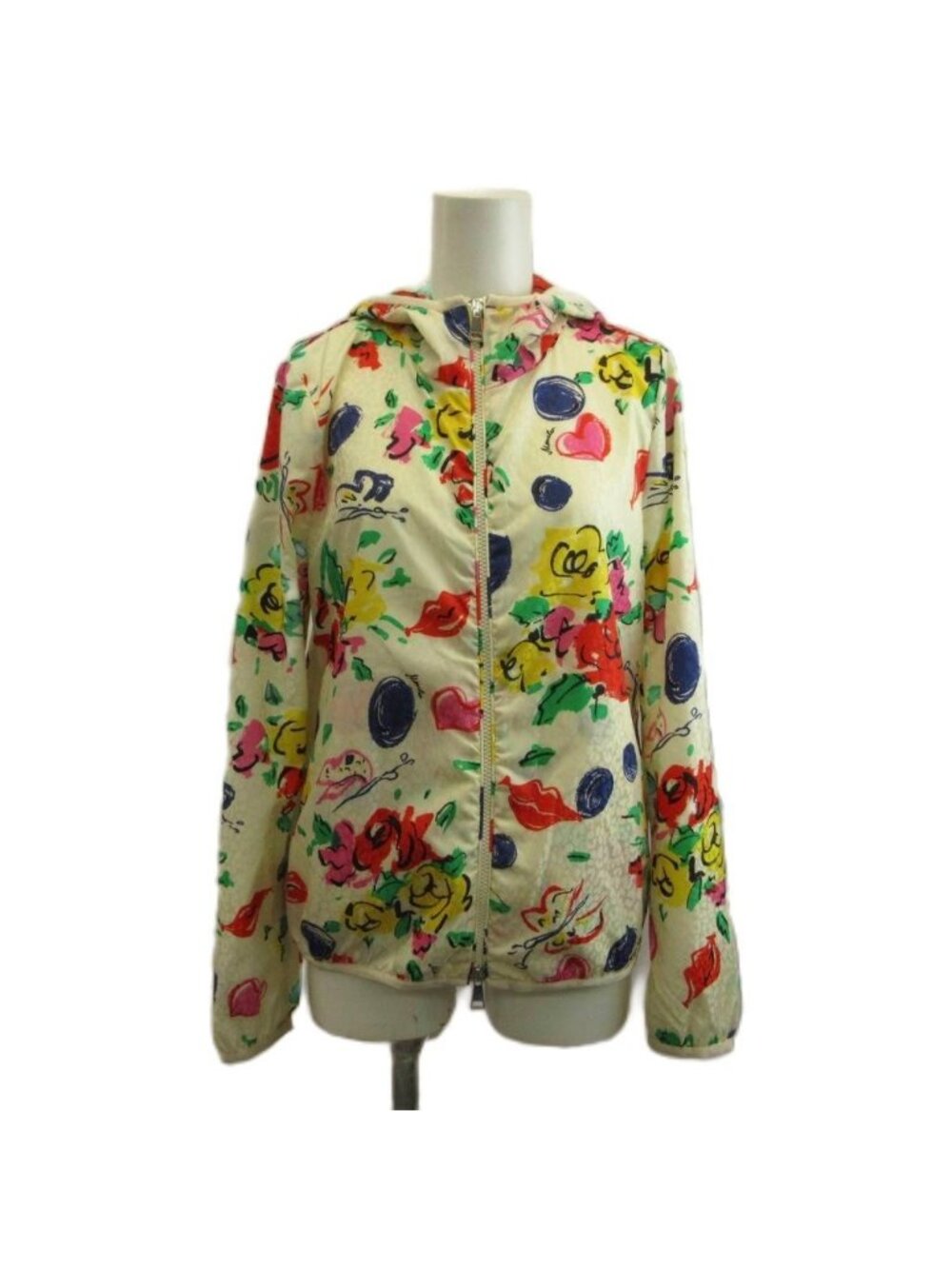 Moncler Vive Giubbotto Nylon Hoodie Zip Up Heart Floral Lip All Over Logo 00 XS
